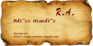 Rácz Atanáz névjegykártya